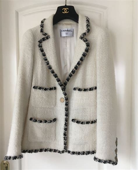 chanel white blazer|chanel blazer fabric.